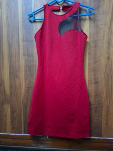 Chic Red Sheer Panel Mini Dress