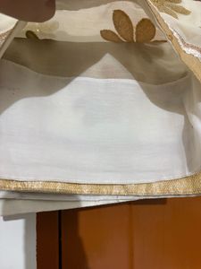 Elegant Ivory Gold Floral Organza Saree