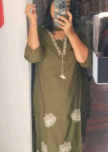Olive Green Cotton Kurta