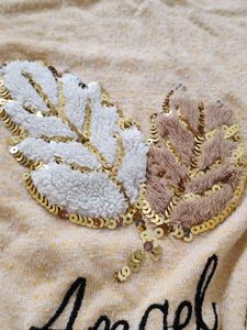 Beige 'Angel' Embellished Top