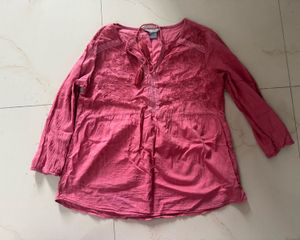 Pink Embroidered Tunic Top