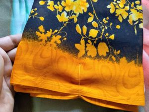 Elegant Black &amp; Yellow Floral Saree