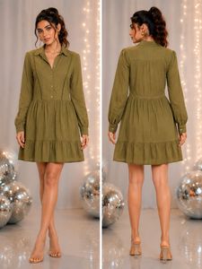 Chic Olive Green Tiered Mini Dress