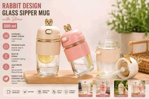 Cute Rabbit Design Glass Sipper Mug