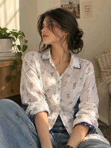 New with tag Korean Floral Print Button-Up Shirt