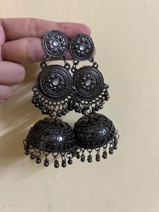 Oxidized Jhumka Earrings