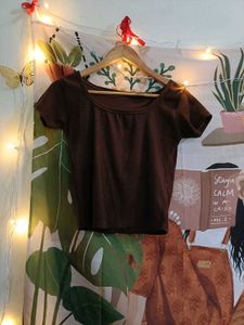 Brown Cropped T-Shirt
