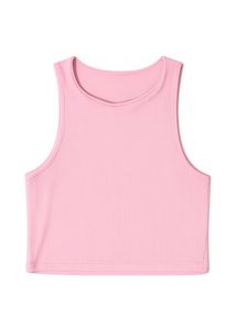 Pink Ribbed Racerback Crop Top
