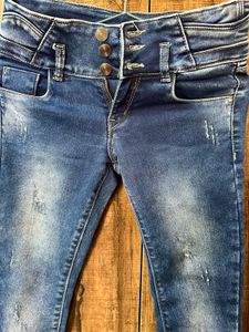 High Waisted Ripped Blue Jeans
