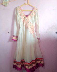 Elegant Cream Anarkali Suit with Churidar
