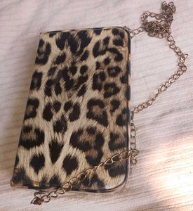 Leopard Print Chain Clutch