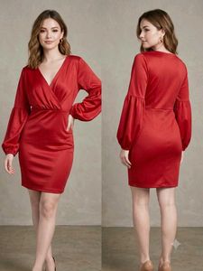 Elegant Red Satin Dress
