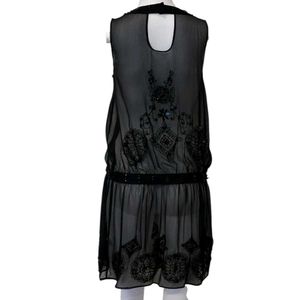 Embellished Sheer Black Flapper Dress