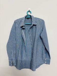 Women’s Blue Striped Button-Down Shirt