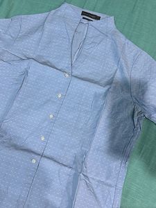 Light Blue Polka Dot Button-Up Shirt