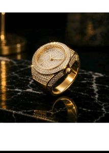 Gold-Tone Diamond Ring Watch