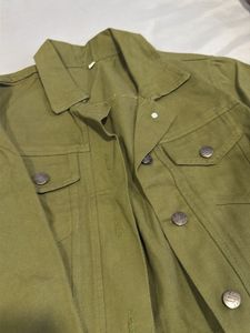 Olive Green Cropped Denim Jacket