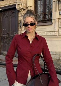 New with tag Korean Chic Burgundy Button-Up Shirt