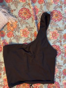 Black One-Shoulder Crop Top