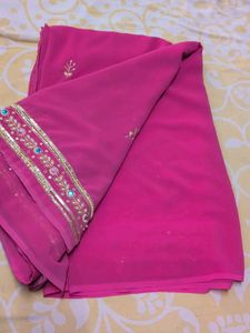 Beautiful Pink Embellished Saree