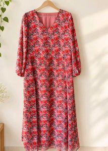 Floral V-Neck Maxi dress-bust 42,length52-53