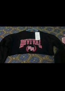 Black Cropped "Revival" Sweatshirt