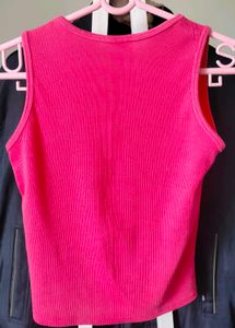 Vibrant Pink Ribbed Tank Top