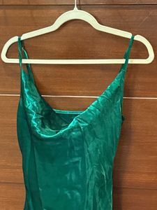 Emerald Green Satin Slip Dress