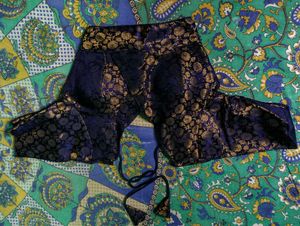 Royal Blue Floral Brocade Blouse