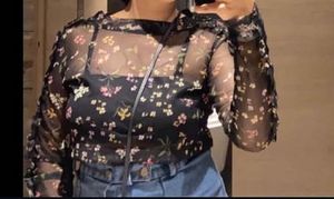 Floral Mesh Crop Top
