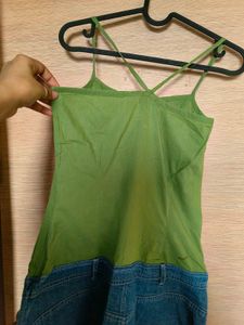 Creative Cotton Denim Dress 💚💙