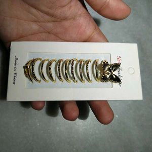Set of 10 Gold Hoop Earrings with Butterfly