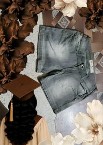 grey denim shorts