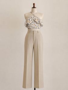 Missa More Back tie up Halter Neck Crop Top