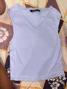 Cute Lace Trim V-Neck Sleeveless Top