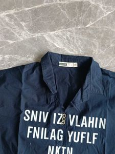 Men's Navy Graphic Print Short Sleeve Shirt