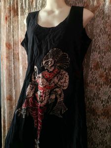 Black Sleeveless Printed Kurta