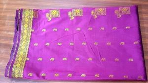 Elegant Purple &amp; Gold Brocade Saree