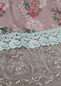 Elegant Pink Floral Kurta Set with Lace