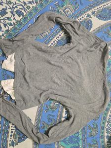 y2k open up Grey Button-Up Cardigan