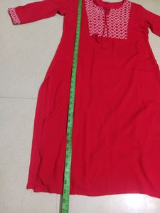 Red Embroidered Tunic Top