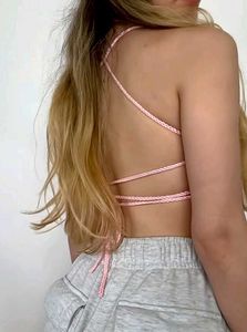 Pink Crochet beach Crop Top