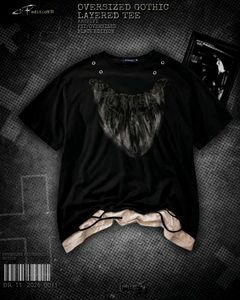 Oversized Gothic Layered Tee - Black Edition