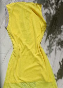 Yellow Sleeveless Kurta with Print
