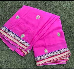Stunning Rose Pink Embroidered Saree