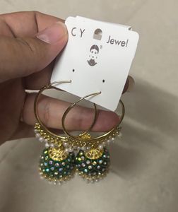 🆕 Green Jhumka Earrings