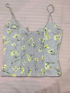 Cute Floral Print Corset Top