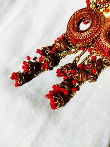 Red Alloy Long Jhumka....🌷