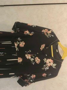 Black Floral Print Kurta