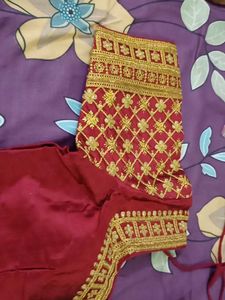 Maroon &amp; Gold Embellished Blouse